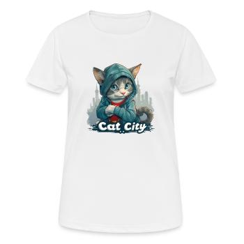 Mode exclusive de Kitten City L’élégance tendance - T-shirt respirant Femme - blanc - Devant - AI Model Female 172 dark (172cm)