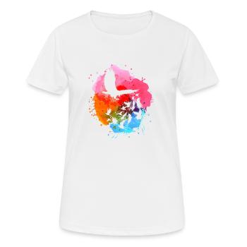 adler,taube,vögel,vogelschwarm,bunt,graffiti, - Frauen T-Shirt atmungsaktiv - Weiß - Vorne - AI Model Female 172 dark (172cm)