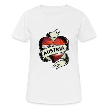 Austria Flag Heart Austria Vienna Graz Travel AT - Women's Breathable T-Shirt - white - Front - AI Model Female 172 dark (172cm)