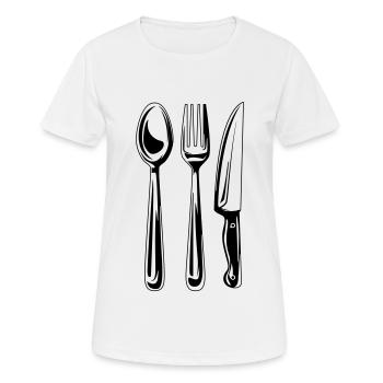 symbole de couverts - T-shirt respirant Femme - blanc - Devant - AI Model Female 172 dark (172cm)