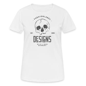 Skull Design I Wild Linus - Frauen T-Shirt atmungsaktiv - Weiß - Vorne - AI Model Female 172 dark (172cm)