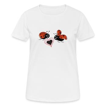 Marienkäfer mit Herz - Frauen T-Shirt atmungsaktiv - Weiß - Vorne - AI Model Female 172 dark (172cm)