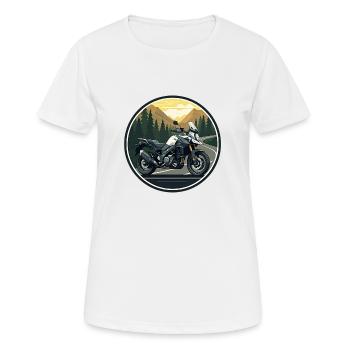 Motorrad-Abenteuer - Frauen T-Shirt atmungsaktiv - Weiß - Vorne - AI Model Female 172 dark (172cm)