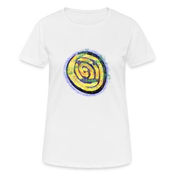 Gelbe kreative Spirale mit Karo Muster - Frauen T-Shirt atmungsaktiv - Weiß - Vorne - AI Model Female 172 dark (172cm)