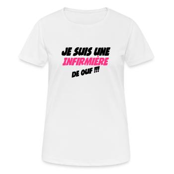 Je suis une infirmière de ouf - T-shirt respirant Femme - blanc - Devant - AI Model Female 172 dark (172cm)