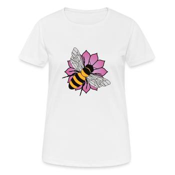 Honigbiene - rosa Blume - Frauen T-Shirt atmungsaktiv - Weiß - Vorne - AI Model Female 172 dark (172cm)