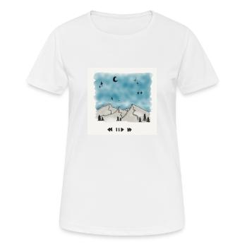 Zeichnung - Berge, Nachthimmel, Musik - Frauen T-Shirt atmungsaktiv - Weiß - Vorne - AI Model Female 172 dark (172cm)