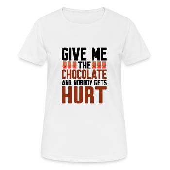 Give Me The Chocolate And Nobody Gets Hurt - Frauen T-Shirt atmungsaktiv - Weiß - Vorne - AI Model Female 172 dark (172cm)