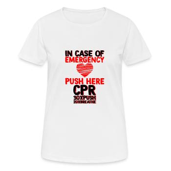 In Case Of Emergency, Push Here, Cpr 3 - Women's Breathable T-Shirt - white - Front - AI Model Female 172 dark (172cm)