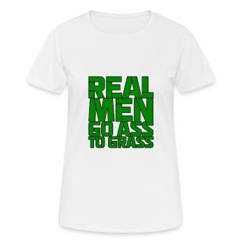 Real Men Go Ass To Grass - Frauen T-Shirt atmungsaktiv - Weiß - Vorne - AI Model Female 172 dark (172cm)