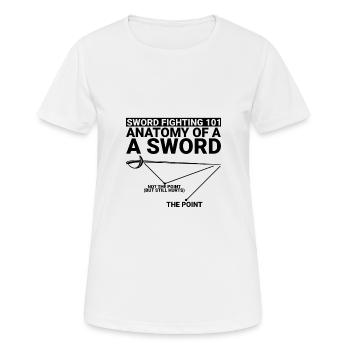 Combat à l’épée 101 Anatomie d’une épée 2 - T-shirt respirant Femme - blanc - Devant - AI Model Female 172 dark (172cm)