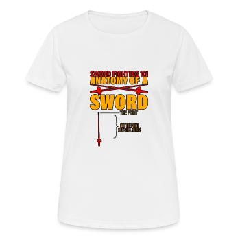 Combat à l’épée 101 Anatomie d’une épée 3 - T-shirt respirant Femme - blanc - Devant - AI Model Female 172 dark (172cm)