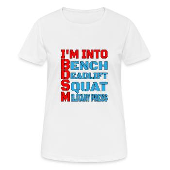 Im dans BDSM Banc Squat Soulevé de terre Presse militaire14 - T-shirt respirant Femme - blanc - Devant - AI Model Female 172 dark (172cm)