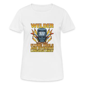 Welder, Flying Tools And Offensive Language - Frauen T-Shirt atmungsaktiv - Weiß - Vorne - AI Model Female 172 dark (172cm)