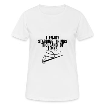 J’aime poignarder des milliers de fois - T-shirt respirant Femme - blanc - Devant - AI Model Female 172 dark (172cm)