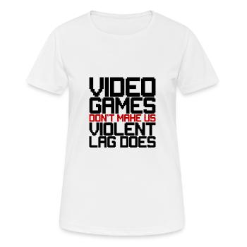 Les jeux vidéo ne nous rendent pas violents, le décalage en fait 3 - T-shirt respirant Femme - blanc - Devant - AI Model Female 172 dark (172cm)