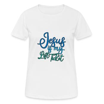 Jesus Is My Lift Ticket 2 - Frauen T-Shirt atmungsaktiv - Weiß - Vorne - AI Model Female 172 dark (172cm)