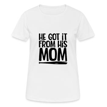 Il l’a obtenu de sa mère 3 - T-shirt respirant Femme - blanc - Devant - AI Model Female 172 dark (172cm)