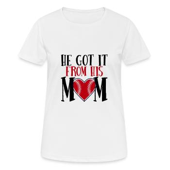 Il l’a obtenu de sa mère 4 - T-shirt respirant Femme - blanc - Devant - AI Model Female 172 dark (172cm)