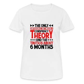 The Only Difference Between A Conspiracy Theory 17 - Frauen T-Shirt atmungsaktiv - Weiß - Vorne - AI Model Female 172 dark (172cm)