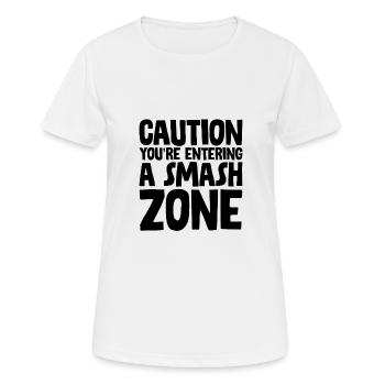 Attention : vous entrez dans une zone de smash - T-shirt respirant Femme - blanc - Devant - AI Model Female 172 dark (172cm)