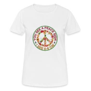 You see a peace sign, I see 5-6 cm 2 - Women's Breathable T-Shirt - white - Front - AI Model Female 172 dark (172cm)