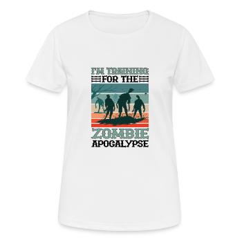 Je m’entraîne pour l’apocalypse zombie 11 - T-shirt respirant Femme - blanc - Devant - AI Model Female 172 dark (172cm)