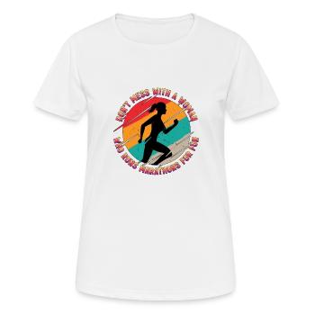 Don't Mess With A Woman Who Runs Marathons For Fun - Women's Breathable T-Shirt - white - Front - AI Model Female 172 dark (172cm)