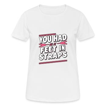 Tu m’avais à mes pieds dans des sangles 62 - T-shirt respirant Femme - blanc - Devant - AI Model Female 172 dark (172cm)