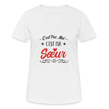 c'est pas moi c'est ma sœur - T-shirt respirant Femme - blanc - Devant - AI Model Female 172 dark (172cm)