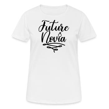 Future Novia Girlfriend Engagement Wedding Gift - Women's Breathable T-Shirt - white - Front - AI Model Female 172 dark (172cm)
