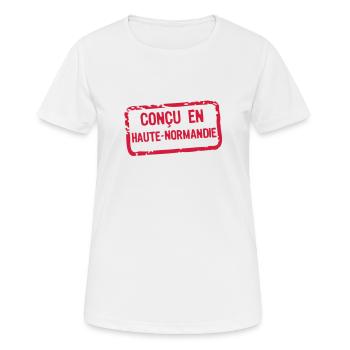entworfen haute normandie Etikette - Frauen T-Shirt atmungsaktiv - Weiß - Vorne - AI Model Female 172 dark (172cm)