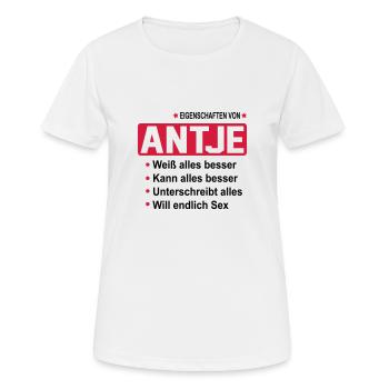 antje - Frauen T-Shirt atmungsaktiv - Weiß - Vorne - AI Model Female 172 dark (172cm)