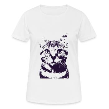 Space Cat Navy Stencil - Women's Breathable T-Shirt - white - Front - AI Model Female 172 dark (172cm)