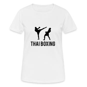 Thai-Boxing Silhouette Männer - Women's Breathable T-Shirt - white - Front - AI Model Female 172 dark (172cm)