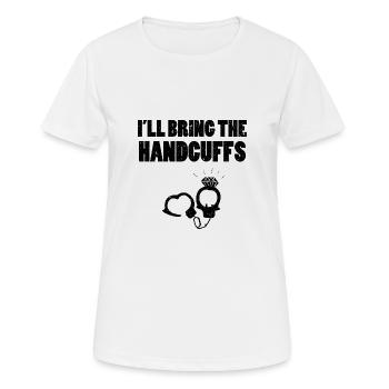 Ring Bearer I'll Bring The Handcuffs Wedding Gift - Women's Breathable T-Shirt - white - Front - AI Model Female 172 dark (172cm)