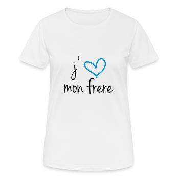 J'aime mon frère - T-shirt respirant Femme - blanc - Devant - AI Model Female 172 dark (172cm)