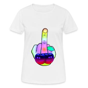 Stinkefinger Fuck you Kirsche Cherry - Frauen T-Shirt atmungsaktiv - Weiß - Vorne - AI Model Female 172 dark (172cm)