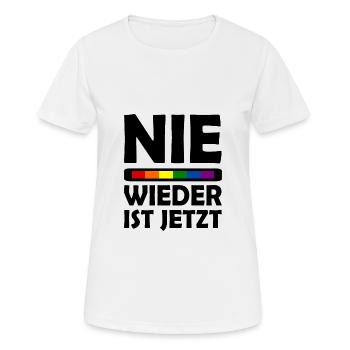 Nie wieder ist jetzt - Frauen T-Shirt atmungsaktiv - Weiß - Vorne - AI Model Female 172 dark (172cm)