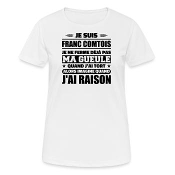 Franc comtois je ferme pas ma gueule franche comté - T-shirt respirant Femme - blanc - Devant - AI Model Female 172 dark (172cm)