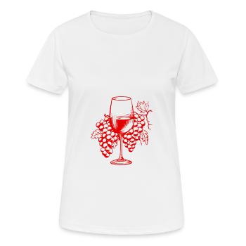 Verre à vin Raisins Vin - T-shirt respirant Femme - blanc - Devant - AI Model Female 172 dark (172cm)