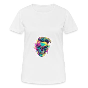 Techno Totenkopf Party Frisur - Frauen T-Shirt atmungsaktiv - Weiß - Vorne - AI Model Female 172 dark (172cm)