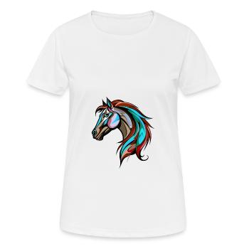 Horse Portrait Colorful - Women's Breathable T-Shirt - white - Front - AI Model Female 172 dark (172cm)