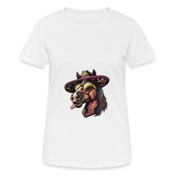 Pferd Lustig Sombrero - Frauen T-Shirt atmungsaktiv - Weiß - Vorne - AI Model Female 172 dark (172cm)