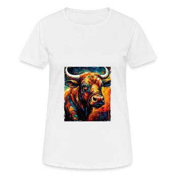 Taureau Portrait Taureau - T-shirt respirant Femme - blanc - Devant - AI Model Female 172 dark (172cm)