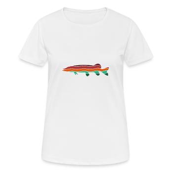Pike Fish Fishing Predatory Fish Silhouette Retro Lake - Women's Breathable T-Shirt - white - Front - AI Model Female 172 dark (172cm)