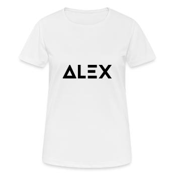 Prénom Alex - T-shirt respirant Femme - blanc - Devant - AI Model Female 172 dark (172cm)