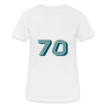 70. 70 ANS. 70e ANNIVERSAIRE. ANNIVERSAIRE 70 ANS. - T-shirt respirant Femme - blanc - Devant - AI Model Female 172 dark (172cm)