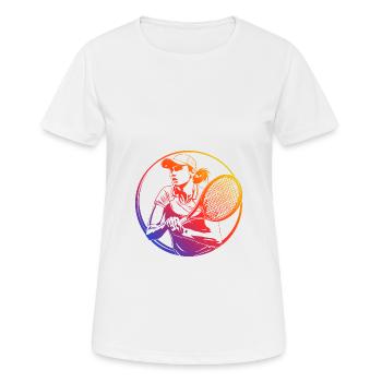 Tennis Spielerin Bunt - Frauen T-Shirt atmungsaktiv - Weiß - Vorne - AI Model Female 172 dark (172cm)