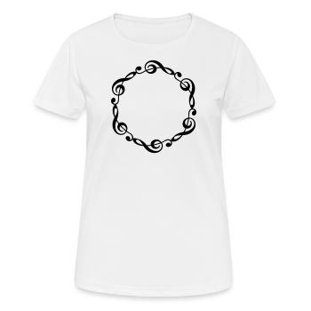Music notes violin clef frame YOUR TEXT - T-shirt respirant Femme - blanc - Devant - AI Model Female 172 dark (172cm)